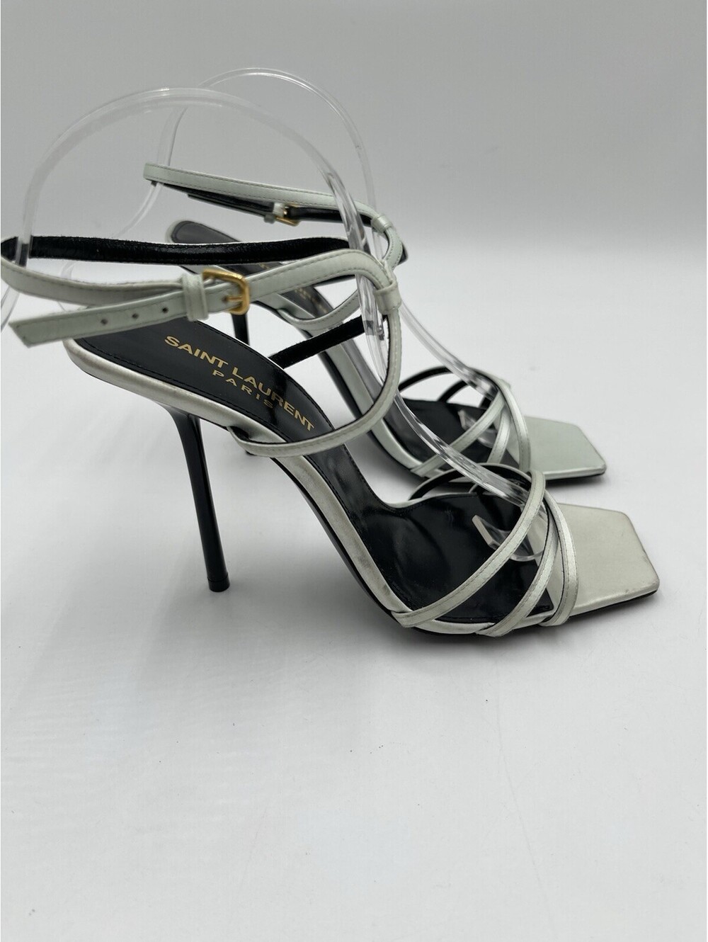 Saint Laurent Nuit 105mm high-heeled sandals In White Satin size 37